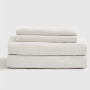 NWT QUINCE Classic Organic Percale Sheet Set White King